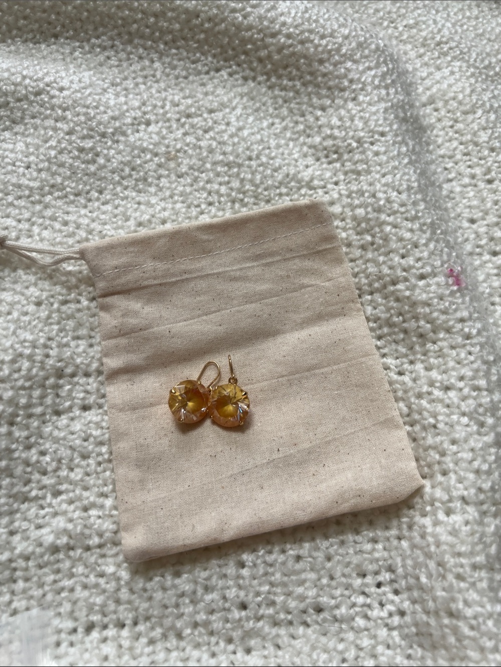 Good Condition Kate Spade Gold-Tone Yellow Crystal Drop Earrings - Women Jewelry